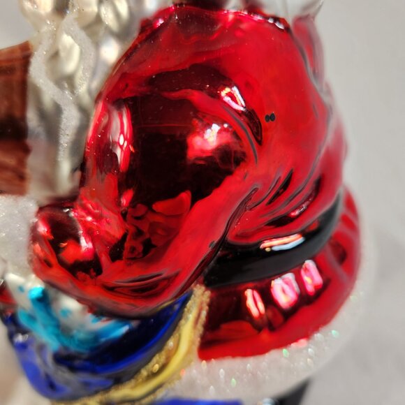 Hand Blown Mercury Glass SANTA CLAUSE Tea Light Candle Holder Handpainted 6" Vtg - Picture 5 of 15